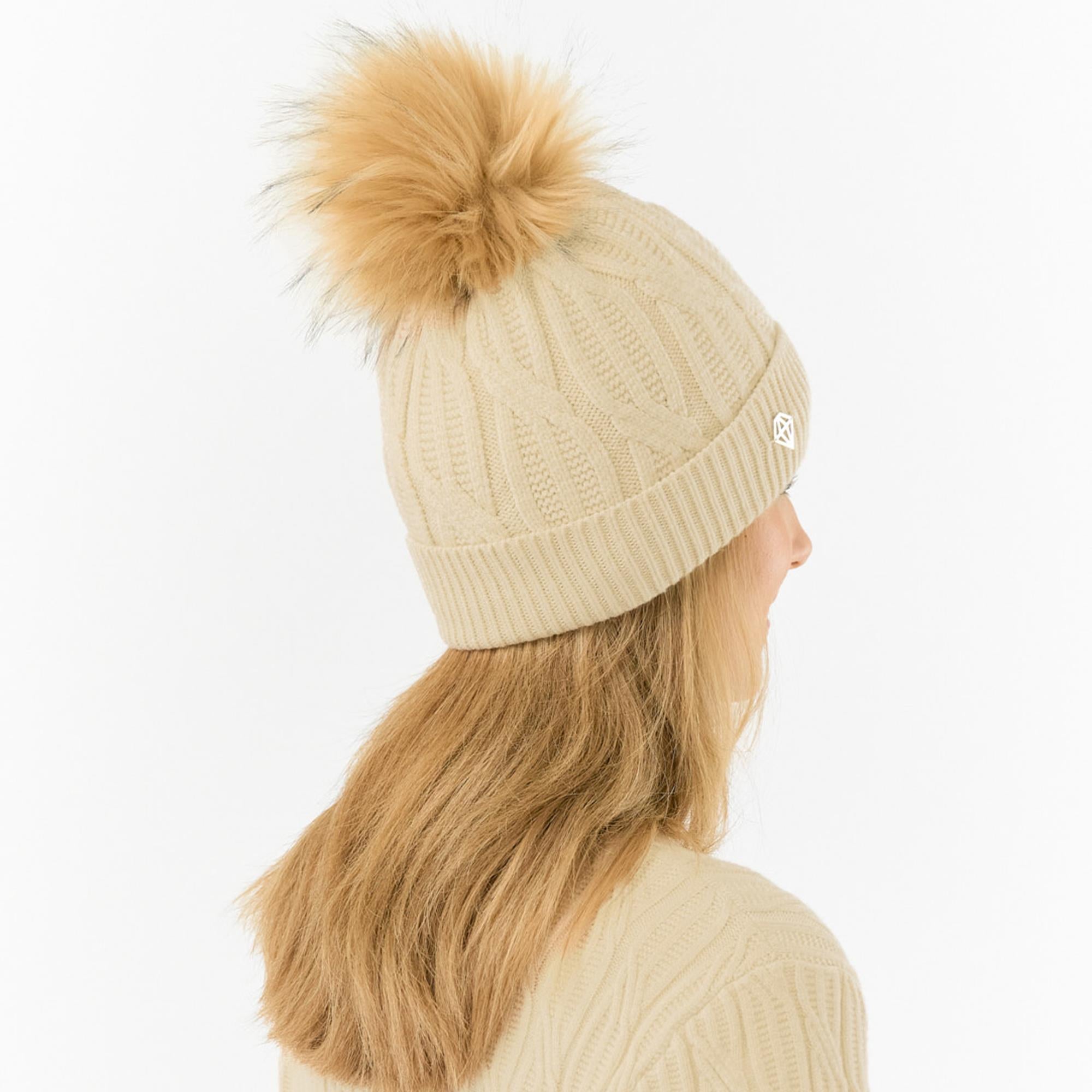 Pure Golf Suzie Margot Knit Waterproof Ladies Bobble Hat Limestone